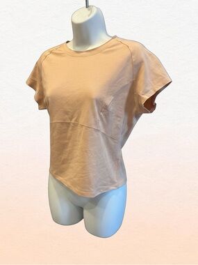 Hugoome Women’s Short Sleeve Crewneck Top – Tan/Peach – Size XL – NWT